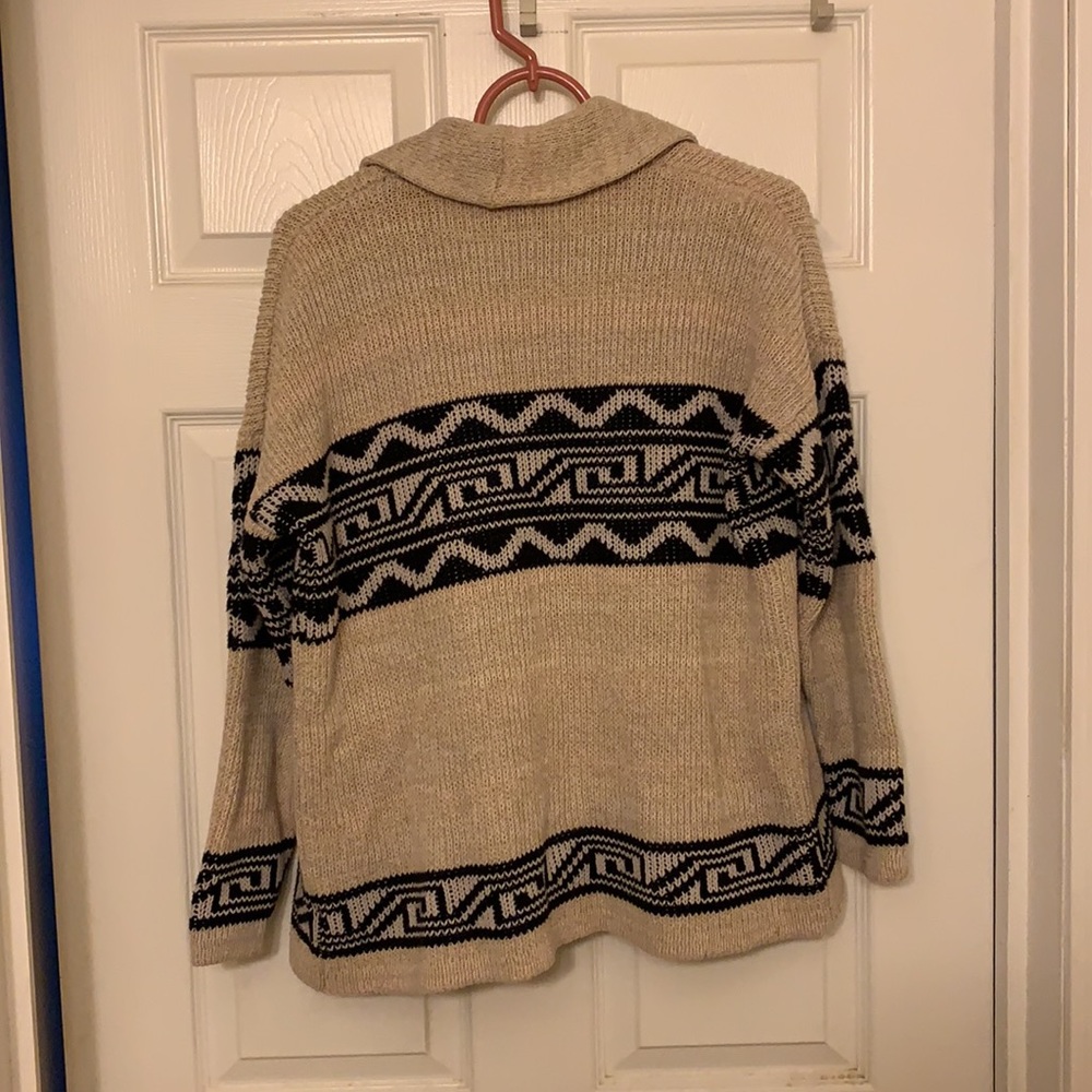 Ecote Aztec Pattern Cardigan Open Front Sweater - image 2